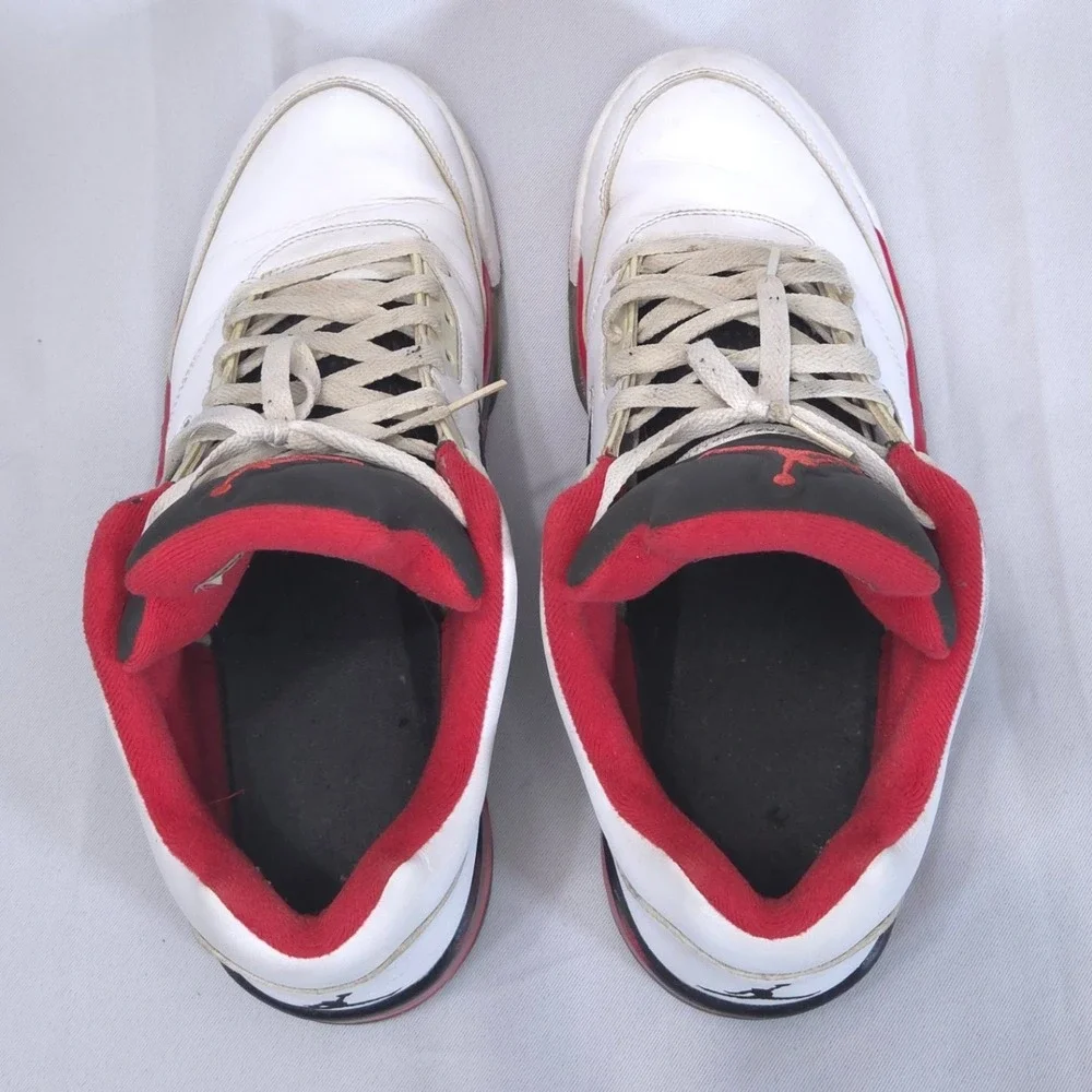 Air Jordan 5 Retro Low Fire Mens Sneakers Sz 13 Red White Black 819171-101